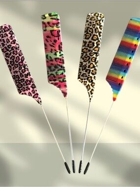Rat Tail Styling Combs in Gorgeous Patterns - Set of 4